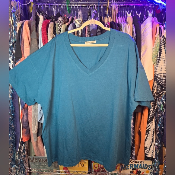 #0529 1X+ NEW ZENANA Ash Jade 2Pc Set:VNeck Tee & Biker Shorts Tee:29ptp 31Lng - Picture 3 of 12